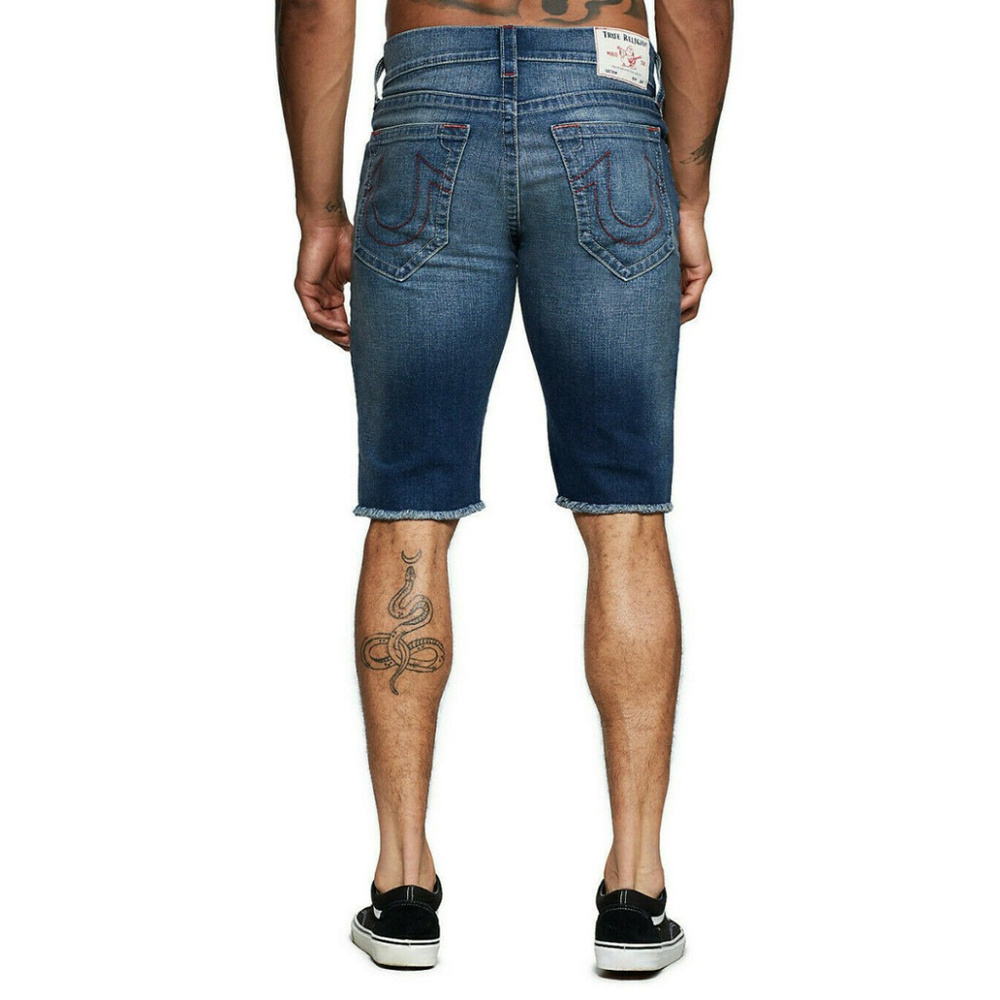 True Religion Men's Ricky Straight Stretch Denim Jean Shorts in Hang 02 - Picture 3 of 4